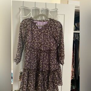 Kidpick purple shimmery floral dress